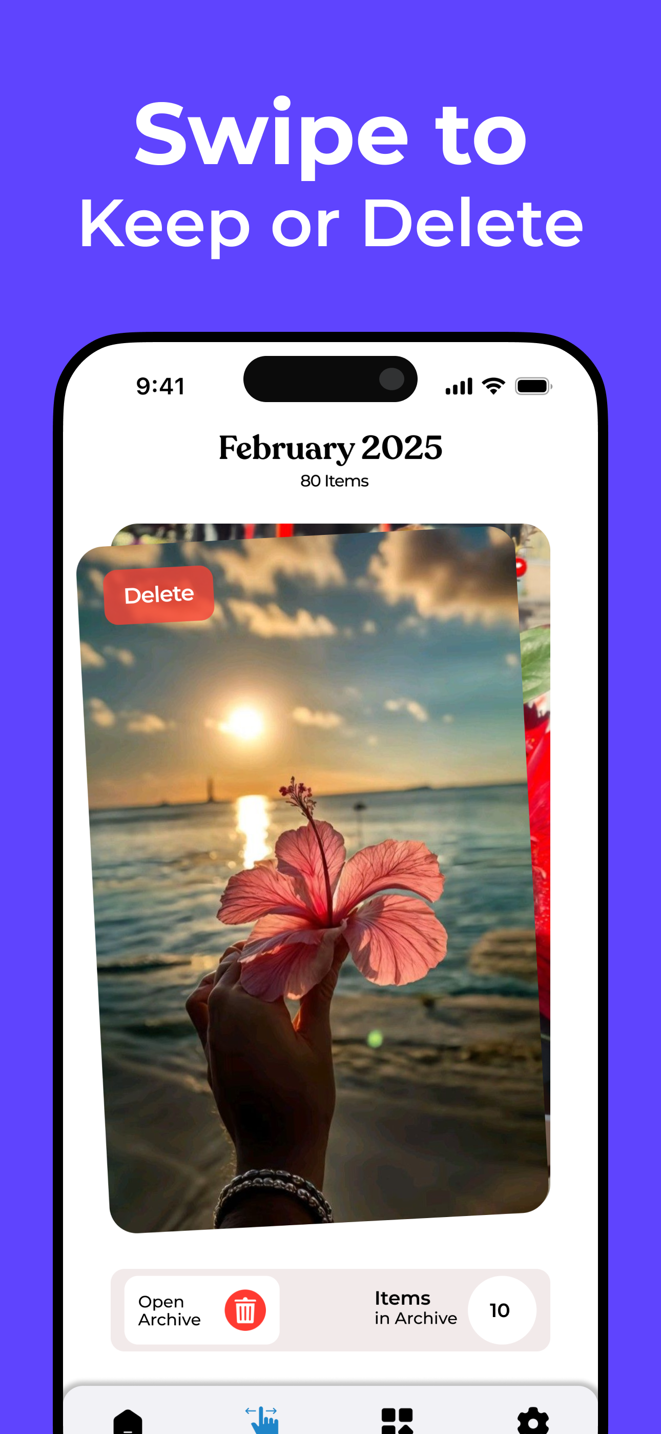 Cleaner Suite Swipe to Keep or Delete